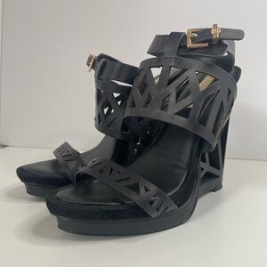 BCBGMaxAzria Geometric Cut Out Wedge Sandal